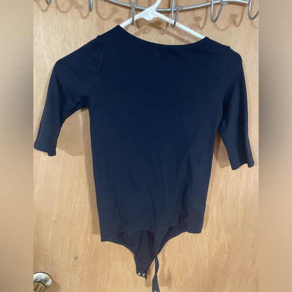 #190- INTIMATLY FREE-black body suit, size xs/s crew neck short sleeved - Picture 2 of 3